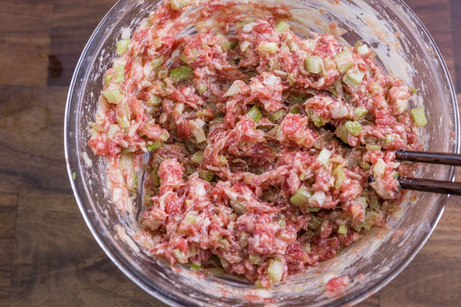 Chinese beef dumplings with celery