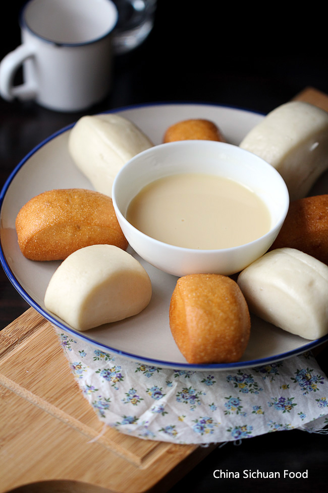 fried mantou with condensed milk