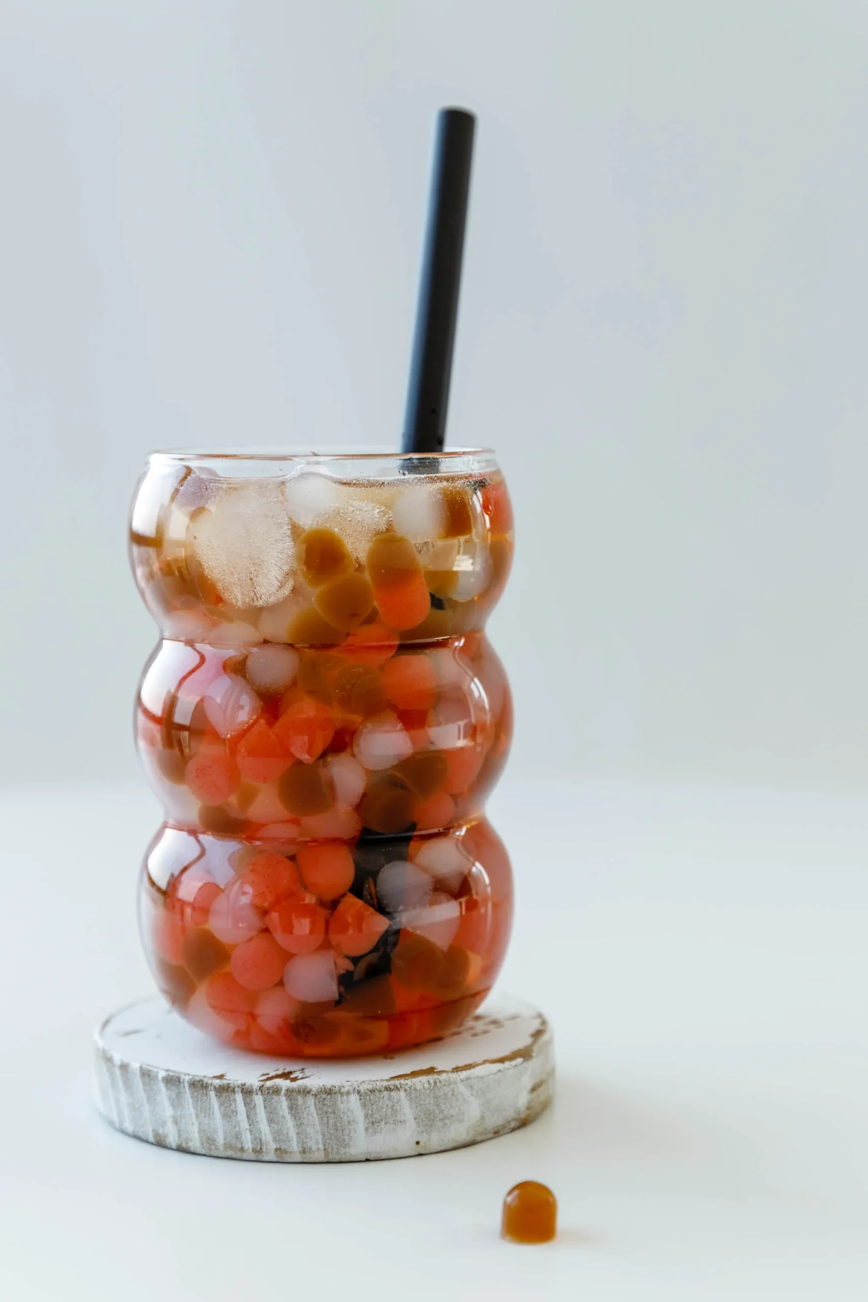 three types of agar boba with sprinkle water